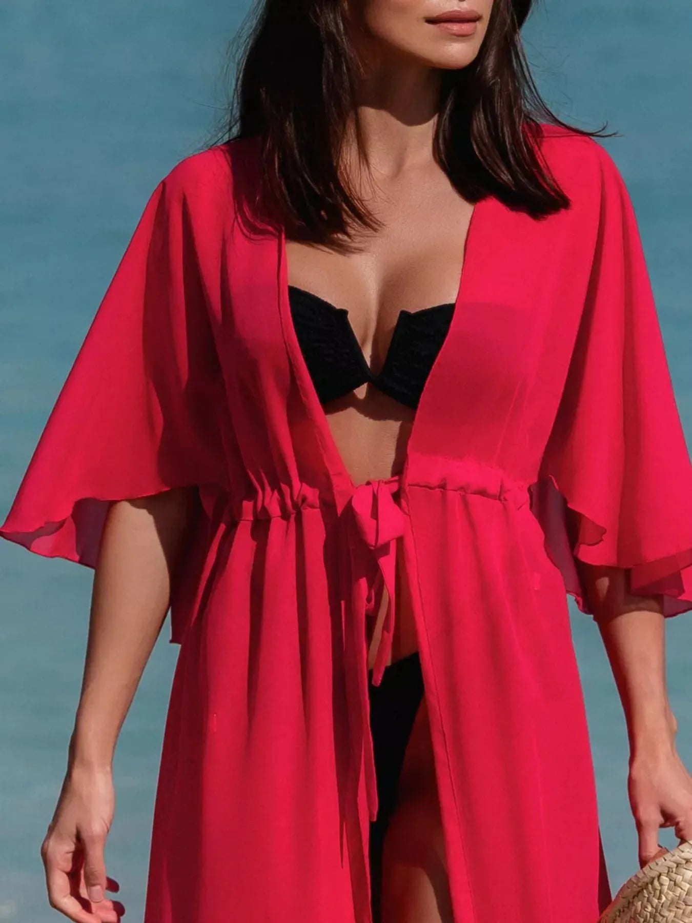 Solid Color Flutter Sleeve Cover-Up-Free Shipping - aurelia-clothing-8955