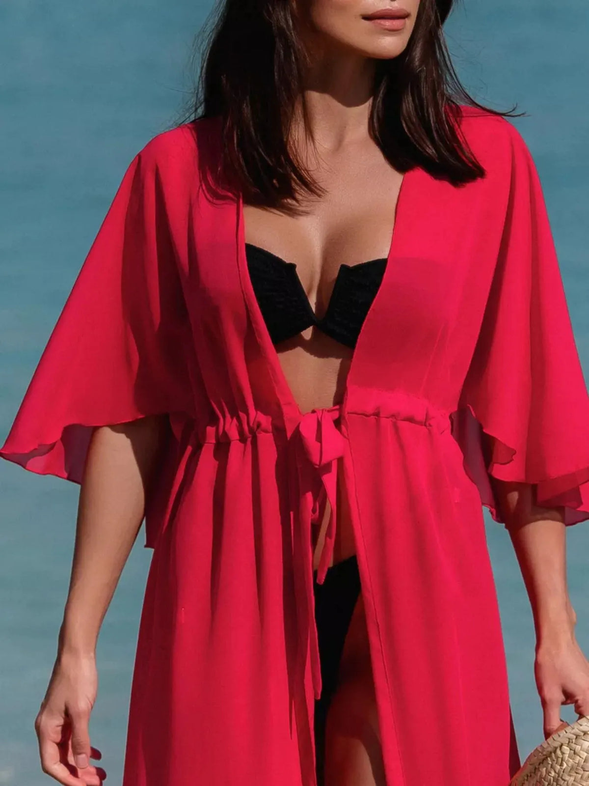 Solid Color Flutter Sleeve Cover-Up-Free Shipping - aurelia-clothing-8955