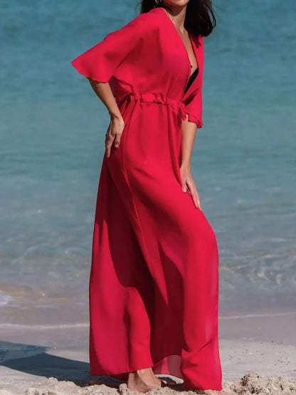Solid Color Flutter Sleeve Cover-Up-Free Shipping - aurelia-clothing-8955
