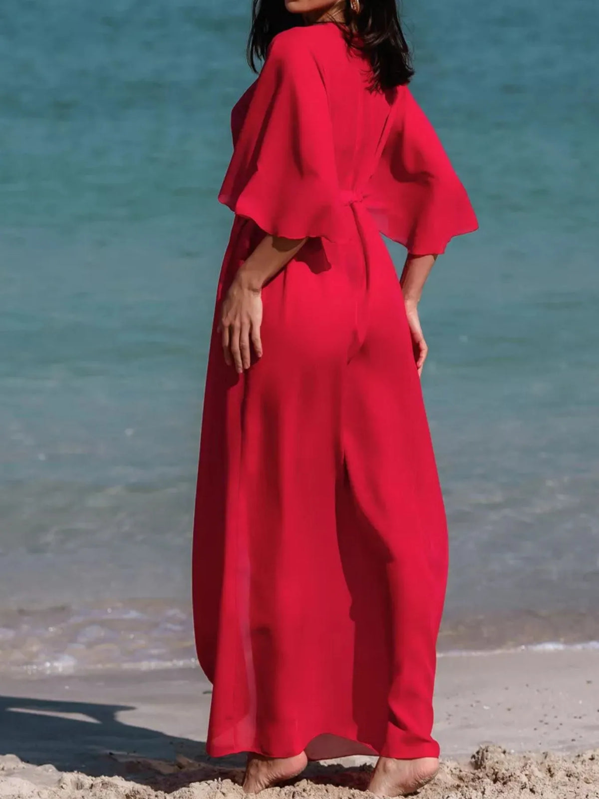 Solid Color Flutter Sleeve Cover-Up-Free Shipping - aurelia-clothing-8955