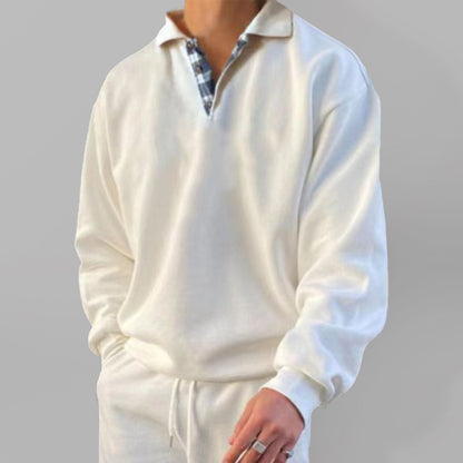 Solid color lapel loose long-sleeved POLO-Free Shipping - aurelia-clothing-8955