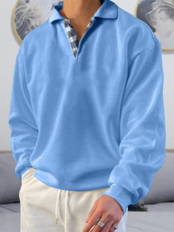 Solid color lapel loose long-sleeved POLO-Free Shipping - aurelia-clothing-8955