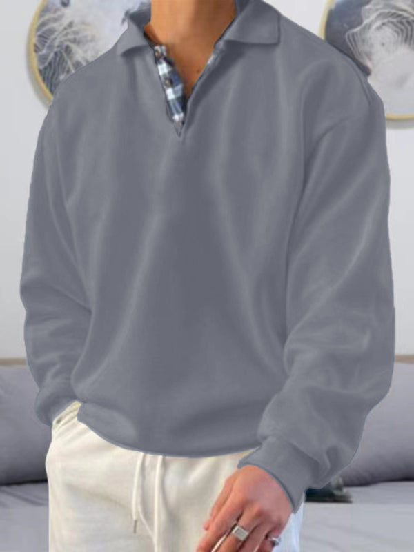 Solid color lapel loose long-sleeved POLO-Free Shipping - aurelia-clothing-8955