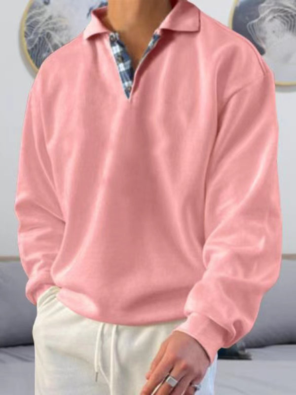 Solid color lapel loose long-sleeved POLO-Free Shipping - aurelia-clothing-8955