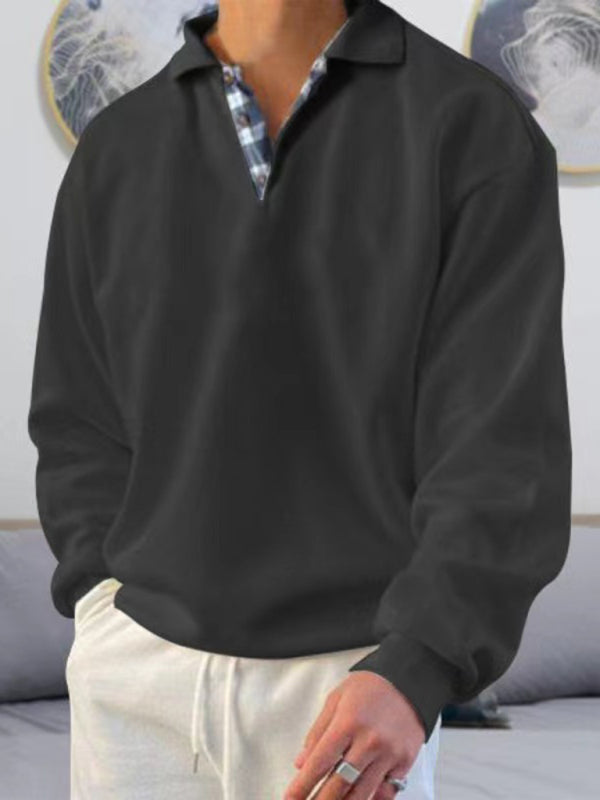 Solid color lapel loose long-sleeved POLO-Free Shipping - aurelia-clothing-8955