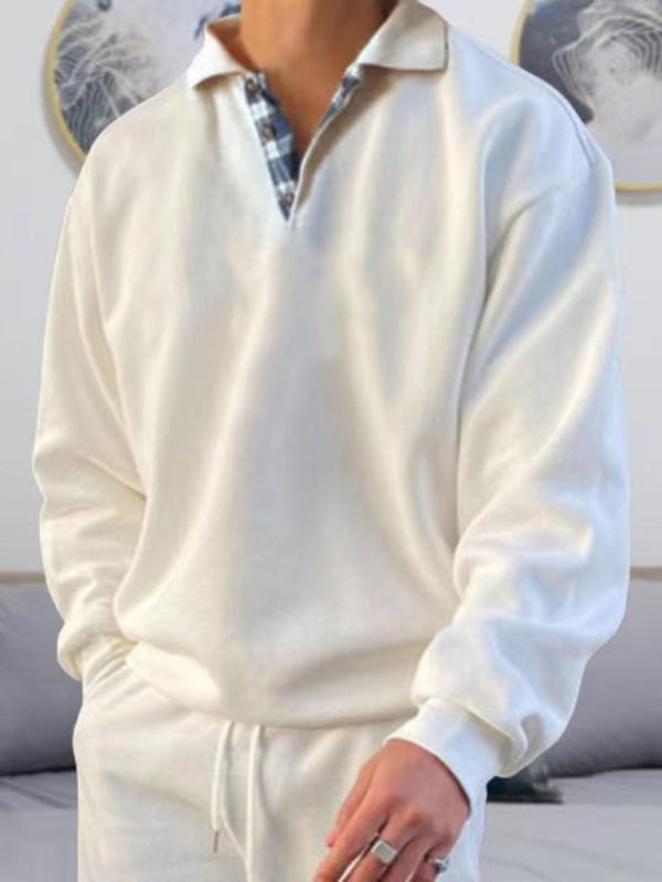 Solid color lapel loose long-sleeved POLO-Free Shipping - aurelia-clothing-8955