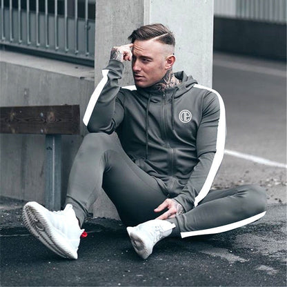 Sport Man Tracksuit Running Gym Men Set Sport Clothing Set Joggers Fitness Bodybuilding Sports Suits Mens HoodiePants Suit Men - Free Shipping - aurelia-clothing-8955