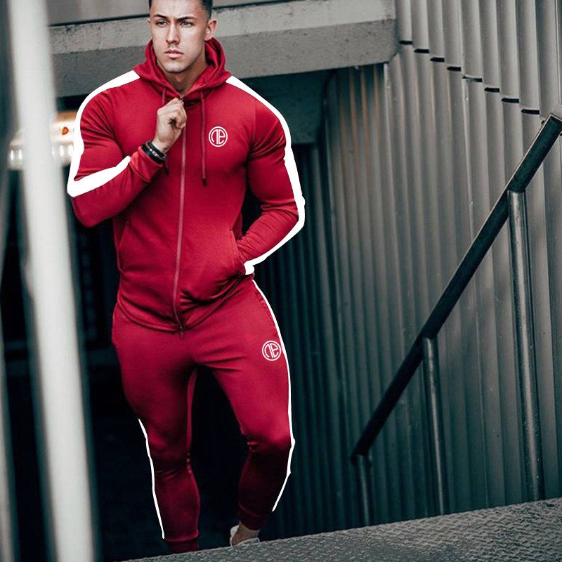 Sport Man Tracksuit Running Gym Men Set Sport Clothing Set Joggers Fitness Bodybuilding Sports Suits Mens HoodiePants Suit Men - Free Shipping - aurelia-clothing-8955