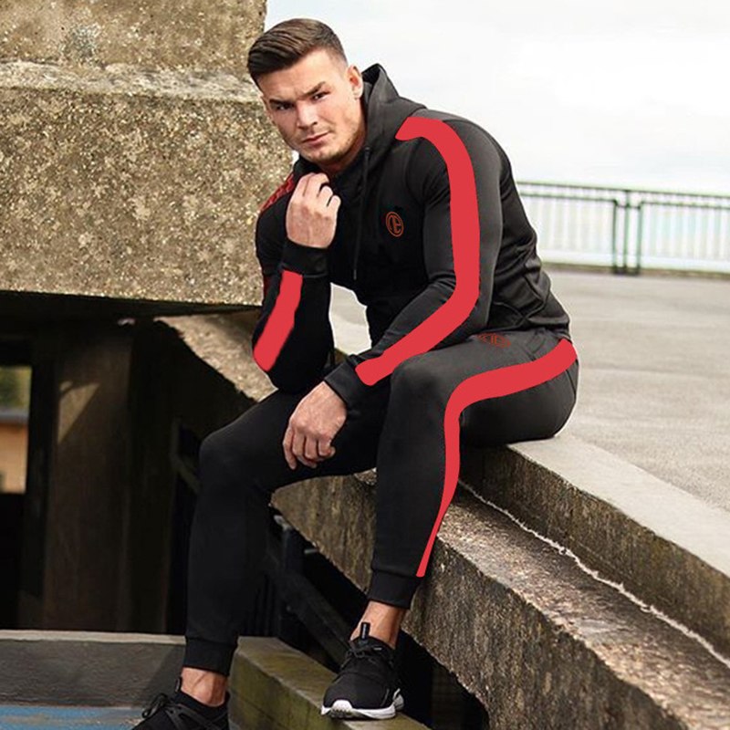 Sport Man Tracksuit Running Gym Men Set Sport Clothing Set Joggers Fitness Bodybuilding Sports Suits Mens HoodiePants Suit Men - Free Shipping - aurelia-clothing-8955