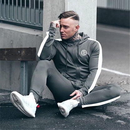 Sport Man Tracksuit Running Gym Men Set Sport Clothing Set Joggers Fitness Bodybuilding Sports Suits Mens HoodiePants Suit Men - Free Shipping - aurelia-clothing-8955