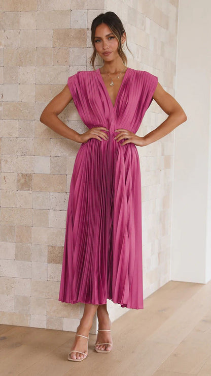 SpringSummer New Sexy Pleated Dress INS Casual Loose Zipper Sleeveless Dress - Free Shipping - aurelia-clothing-8955