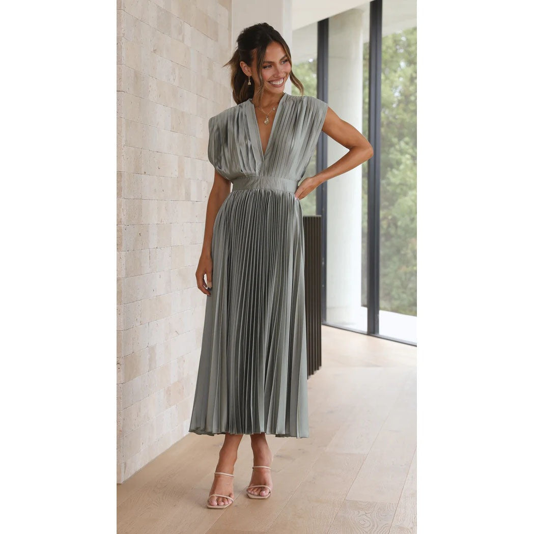 SpringSummer New Sexy Pleated Dress INS Casual Loose Zipper Sleeveless Dress - Free Shipping - aurelia-clothing-8955