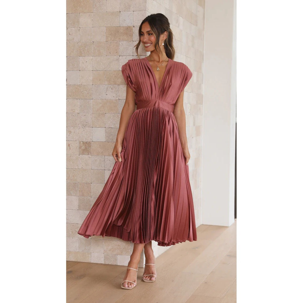 SpringSummer New Sexy Pleated Dress INS Casual Loose Zipper Sleeveless Dress - Free Shipping - aurelia-clothing-8955