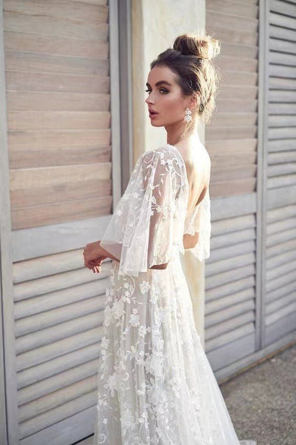 SpringSummer New Womens Deep V Mid length Dress Lace Backless Evening Dress - Free Shipping - aurelia-clothing-8955