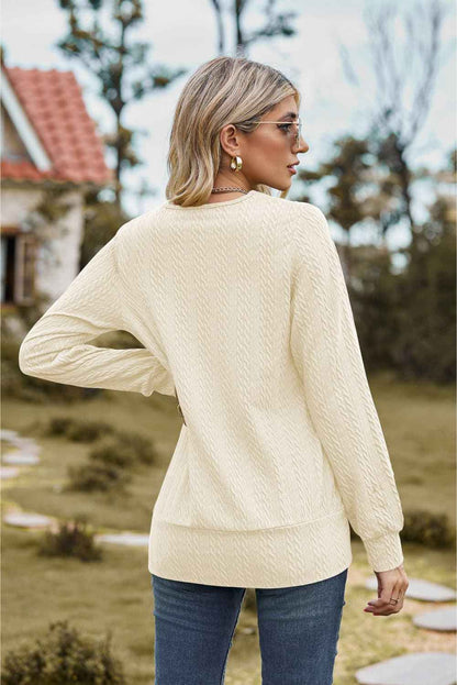 Square Neck Long Sleeve Blouse - aurelia-clothing-8955