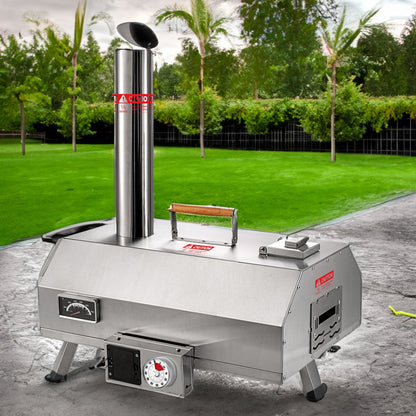 Stainless Steel Pizza Oven Outdoor 12 Automatic Rotatable Pizza Ovens Portable Wood Fired Pizza Oven Pizza Maker with Timer - Free Shipping - aurelia-clothing-8955