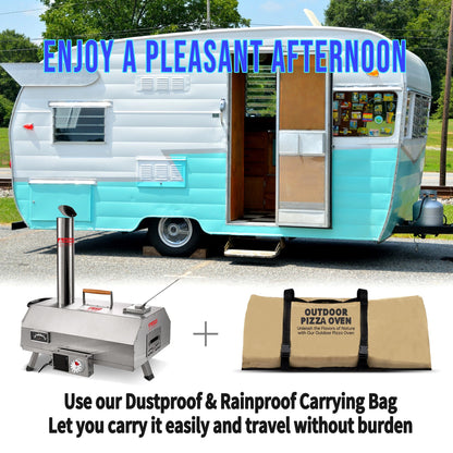 Stainless Steel Pizza Oven Outdoor 12 Automatic Rotatable Pizza Ovens Portable Wood Fired Pizza Oven Pizza Maker with Timer - Free Shipping - aurelia-clothing-8955