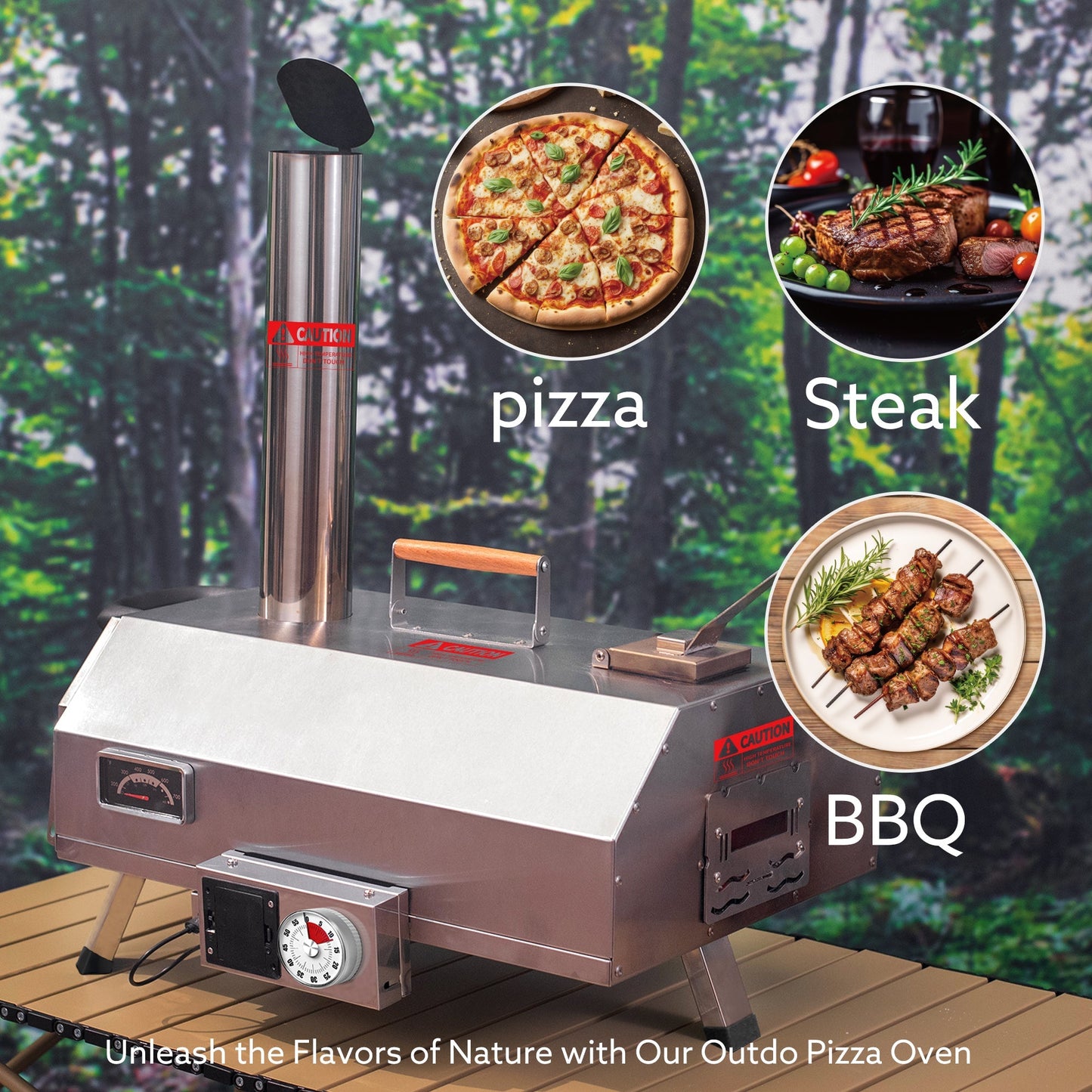 Stainless Steel Pizza Oven Outdoor 12 Automatic Rotatable Pizza Ovens Portable Wood Fired Pizza Oven Pizza Maker with Timer - Free Shipping - aurelia-clothing-8955