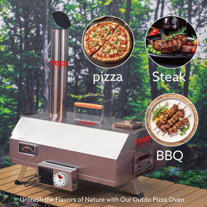 Stainless Steel Pizza Oven Outdoor 12 Automatic Rotatable Pizza Ovens Portable Wood Fired Pizza Oven Pizza Maker with Timer - Free Shipping - aurelia-clothing-8955