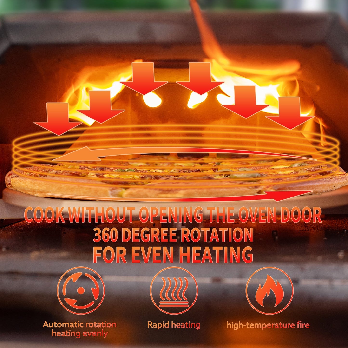 Stainless Steel Pizza Oven Outdoor 12 Automatic Rotatable Pizza Ovens Portable Wood Fired Pizza Oven Pizza Maker with Timer - Free Shipping - aurelia-clothing-8955