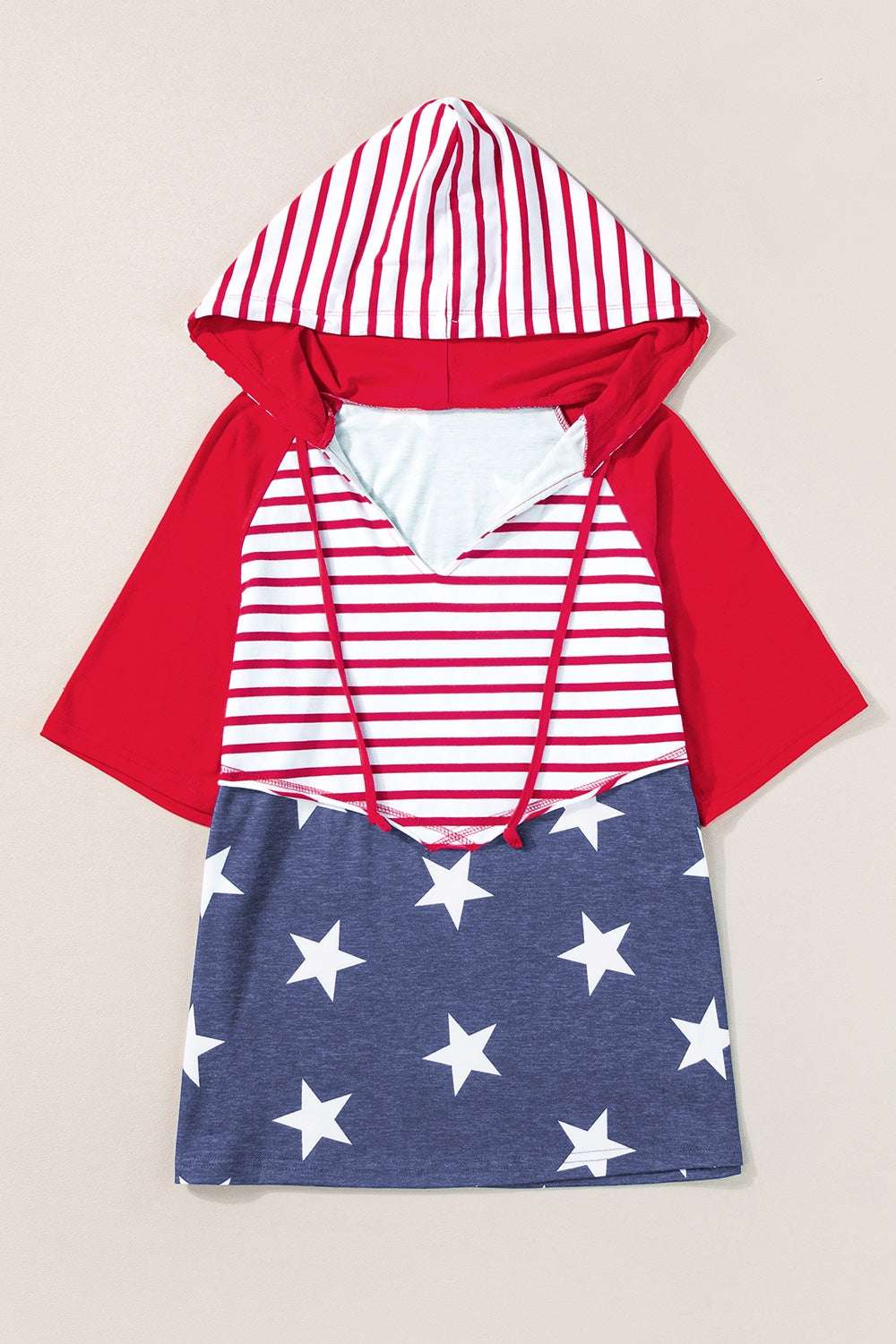 Stars and Stripes Print Drawstring Hoodie - aurelia-clothing-8955
