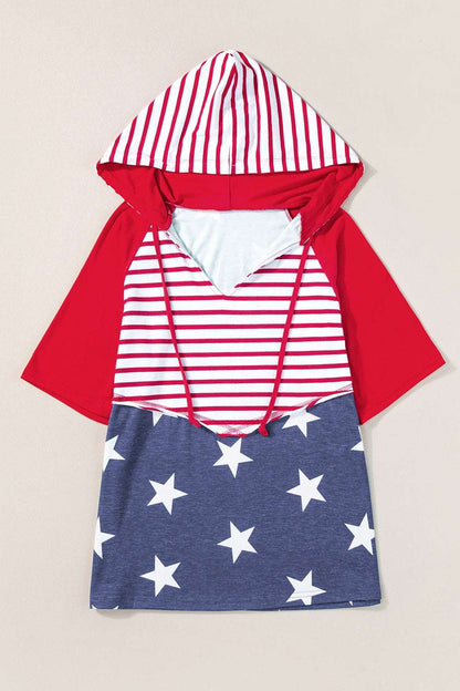 Stars and Stripes Print Drawstring Hoodie - aurelia-clothing-8955