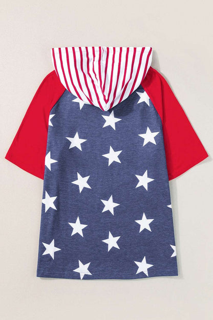 Stars and Stripes Print Drawstring Hoodie - aurelia-clothing-8955