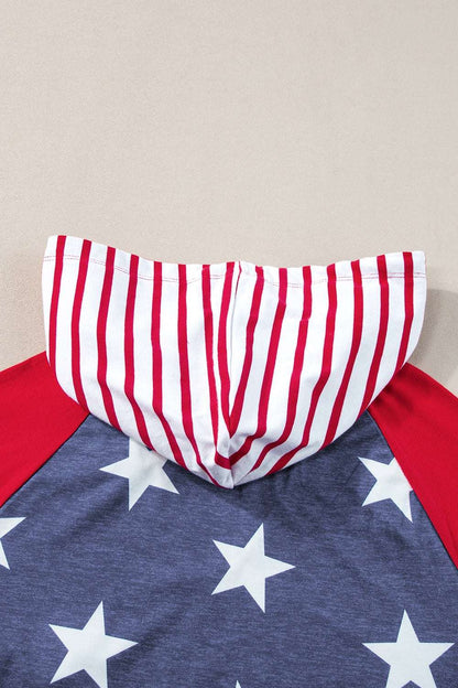 Stars and Stripes Print Drawstring Hoodie - aurelia-clothing-8955