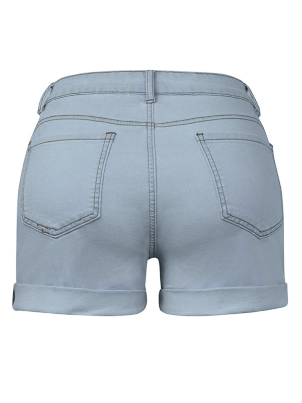 Stylish simple high elastic womens denim shorts - Free Shipping - aurelia-clothing-8955