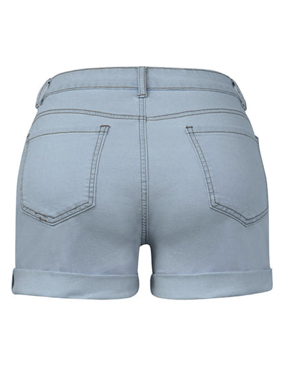 Stylish simple high elastic womens denim shorts - Free Shipping - aurelia-clothing-8955