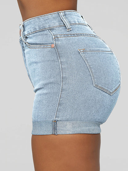 Stylish simple high elastic womens denim shorts - Free Shipping - aurelia-clothing-8955