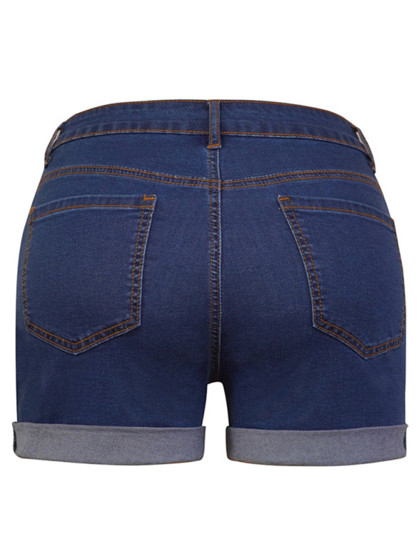 Stylish simple high elastic womens denim shorts - Free Shipping - aurelia-clothing-8955