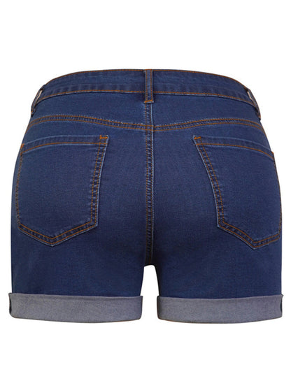 Stylish simple high elastic womens denim shorts - Free Shipping - aurelia-clothing-8955