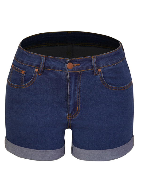 Stylish simple high elastic womens denim shorts - Free Shipping - aurelia-clothing-8955