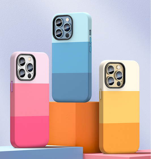 Suitable for Apple iPhone mobile phone case Apple 14Pro Max three color splicing and color blocking anti-drop case cover - Free Shipping - aurelia-clothing-8955