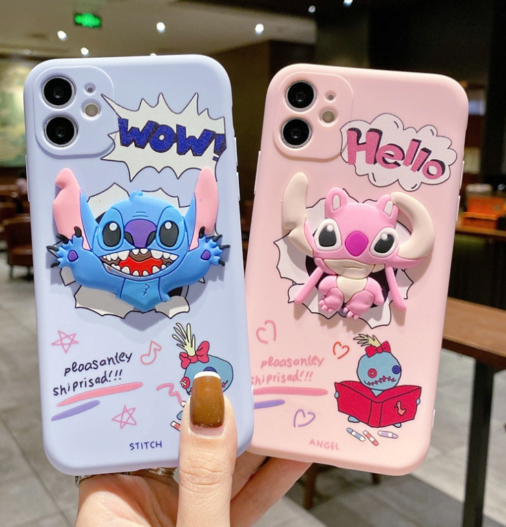 Suitable for iphone13 painted cartoon mobile phone case Apple 14promax Stitch is cute - Free Shipping - aurelia-clothing-8955