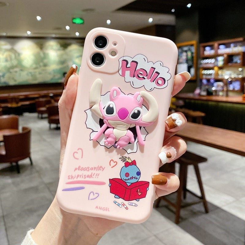 Suitable for iphone13 painted cartoon mobile phone case Apple 14promax Stitch is cute - Free Shipping - aurelia-clothing-8955