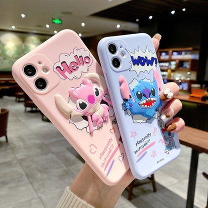 Suitable for iphone13 painted cartoon mobile phone case Apple 14promax Stitch is cute - Free Shipping - aurelia-clothing-8955