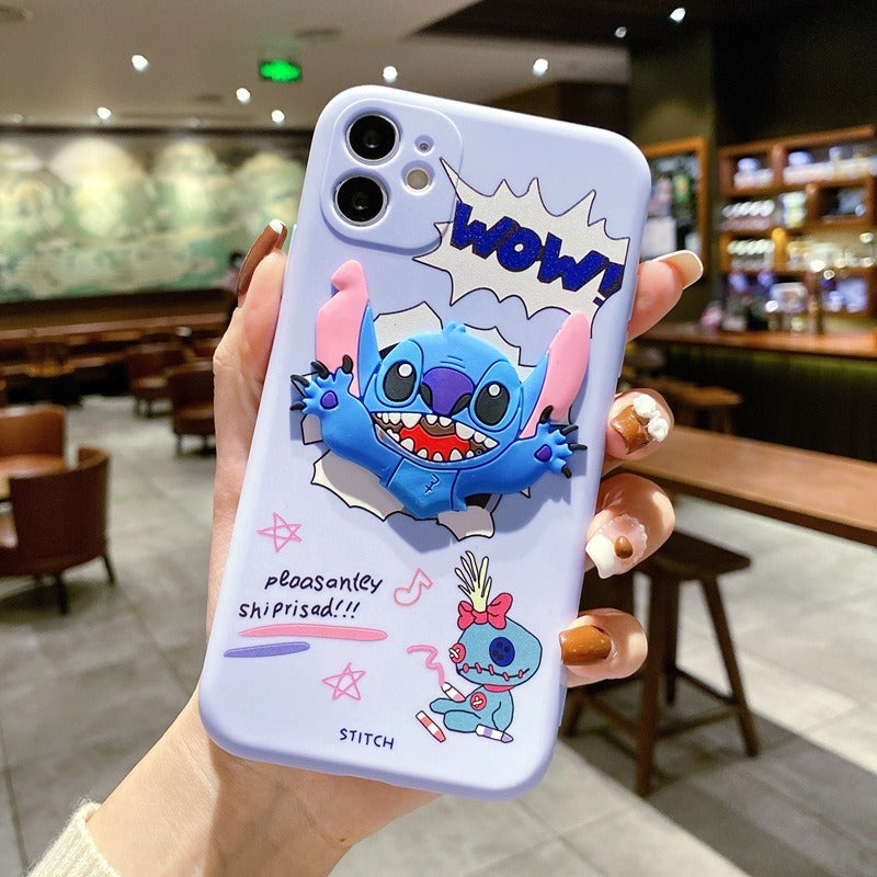 Suitable for iphone13 painted cartoon mobile phone case Apple 14promax Stitch is cute - Free Shipping - aurelia-clothing-8955