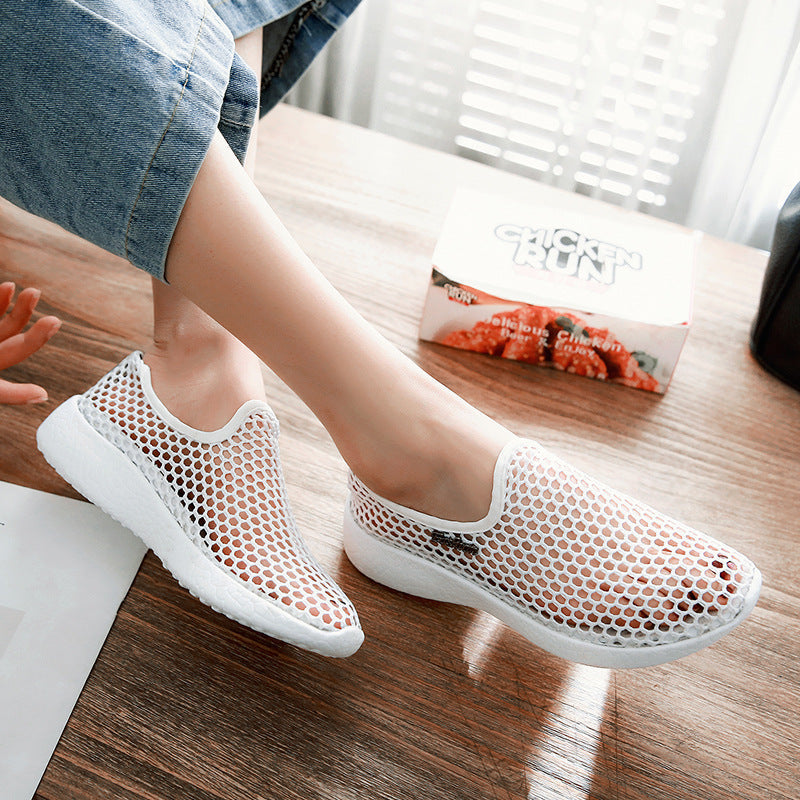 Summer Breathable Hollow Mesh Single Shoes Light Sports Shoes Womens Large Size Lazy Slip-On Casual Running Shoes - Free Shipping - aurelia-clothing-8955