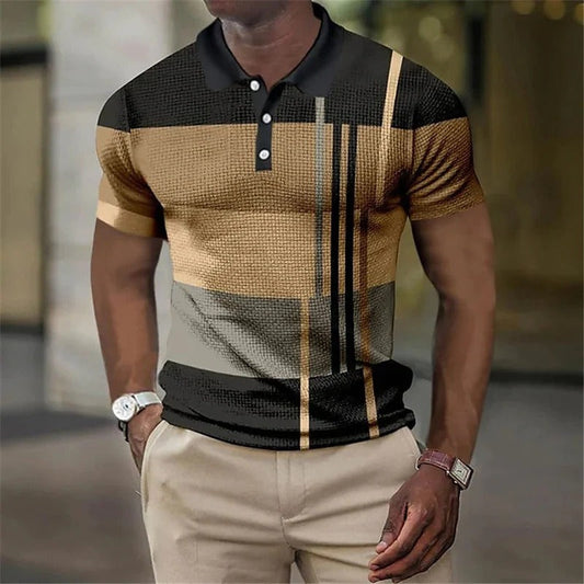Summer Fashion Mens Polo Shirt Fashion Casual Mens Short Sleeve 3D Printing Button Golf Sweatshirt - Free Shipping - aurelia-clothing-8955