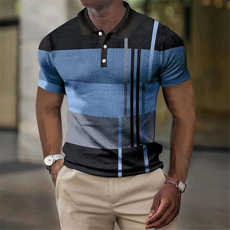 Summer Fashion Mens Polo Shirt Fashion Casual Mens Short Sleeve 3D Printing Button Golf Sweatshirt - Free Shipping - aurelia-clothing-8955