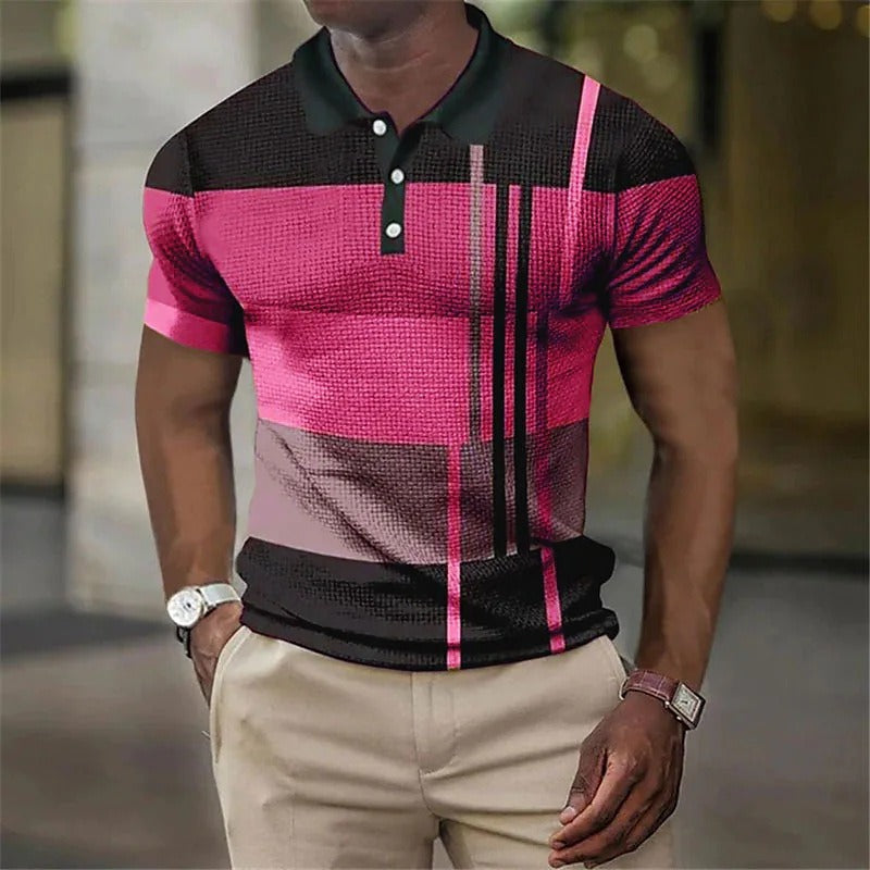 Summer Fashion Mens Polo Shirt Fashion Casual Mens Short Sleeve 3D Printing Button Golf Sweatshirt - Free Shipping - aurelia-clothing-8955