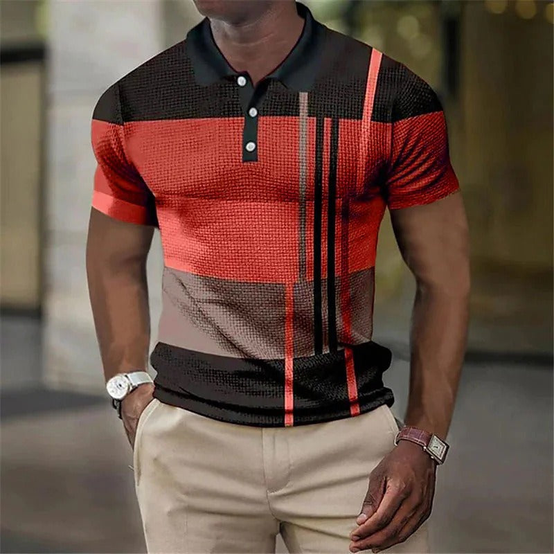 Summer Fashion Mens Polo Shirt Fashion Casual Mens Short Sleeve 3D Printing Button Golf Sweatshirt - Free Shipping - aurelia-clothing-8955