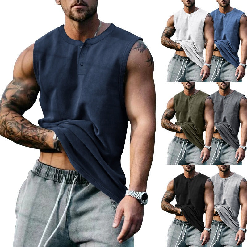 Summer Mens Youth Sports Basketball Tank Top Large Round Neck Button up Sleeveless T shirt Mens Sweetheart - Free Shipping - aurelia-clothing-8955