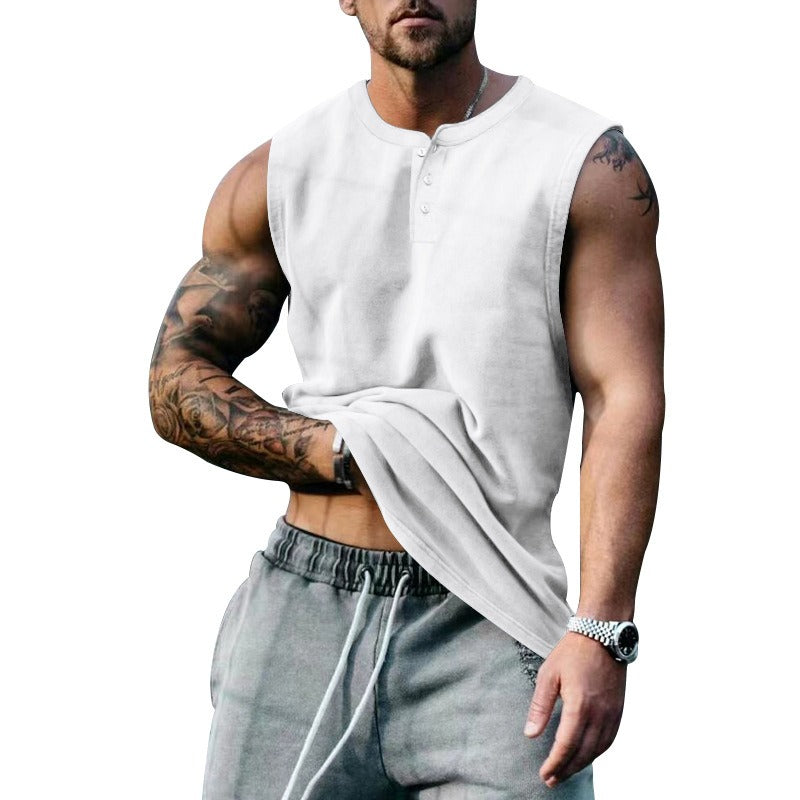 Summer Mens Youth Sports Basketball Tank Top Large Round Neck Button up Sleeveless T shirt Mens Sweetheart - Free Shipping - aurelia-clothing-8955