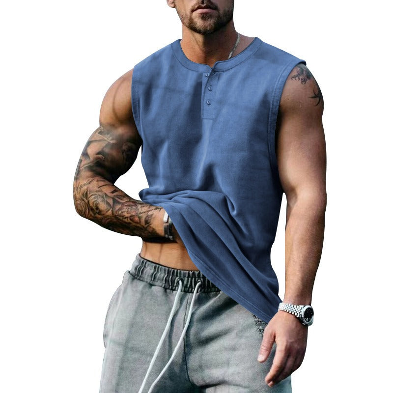 Summer Mens Youth Sports Basketball Tank Top Large Round Neck Button up Sleeveless T shirt Mens Sweetheart - Free Shipping - aurelia-clothing-8955