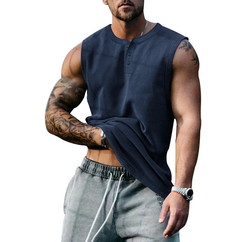 Summer Mens Youth Sports Basketball Tank Top Large Round Neck Button up Sleeveless T shirt Mens Sweetheart - Free Shipping - aurelia-clothing-8955