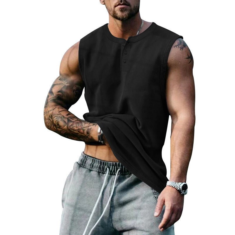 Summer Mens Youth Sports Basketball Tank Top Large Round Neck Button up Sleeveless T shirt Mens Sweetheart - Free Shipping - aurelia-clothing-8955