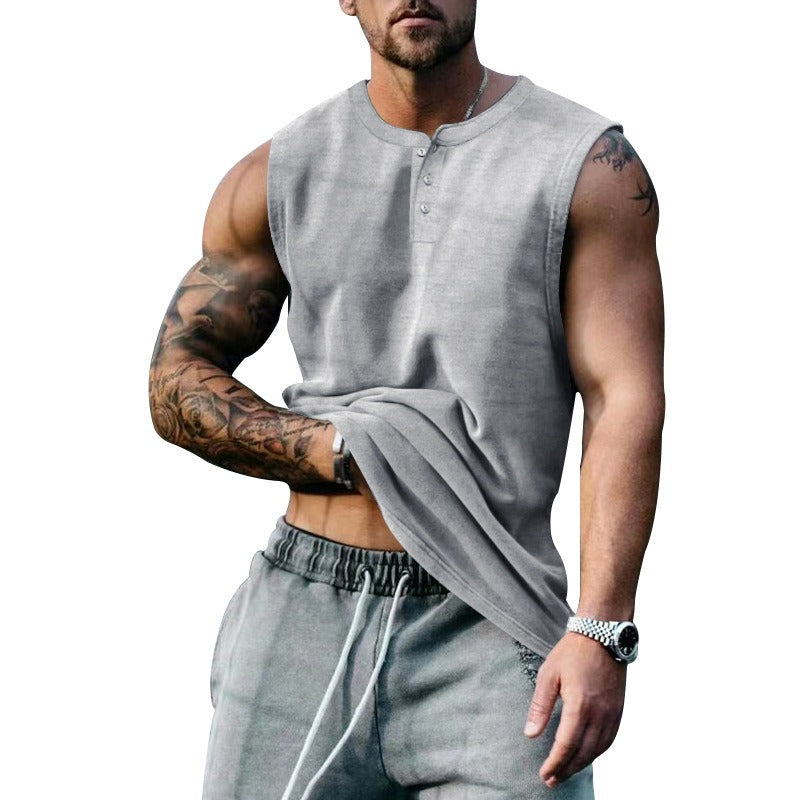 Summer Mens Youth Sports Basketball Tank Top Large Round Neck Button up Sleeveless T shirt Mens Sweetheart - Free Shipping - aurelia-clothing-8955
